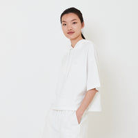 Women Embroidery Terry Hoodie - Off White - SW2502036A