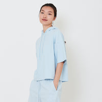 Women Embroidery Terry Hoodie - Light Blue - SW2502036C