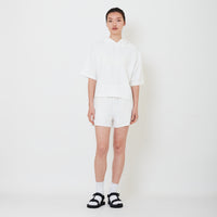 Women Embroidery Terry Shorts - Off White - SW2502037A