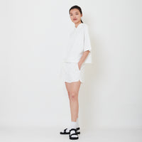 Women Embroidery Terry Shorts - Off White - SW2502037A