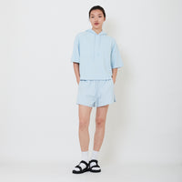 Women Embroidery Terry Shorts - Light Blue - SW2502037C