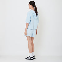 Women Embroidery Terry Shorts - Light Blue - SW2502037C
