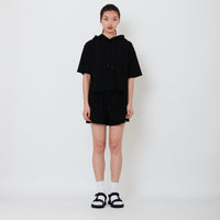 Women Embroidery Terry Shorts - Black - SW2502037D
