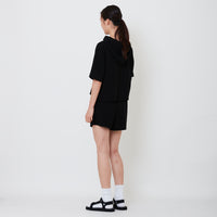 Women Embroidery Terry Shorts - Black - SW2502037D