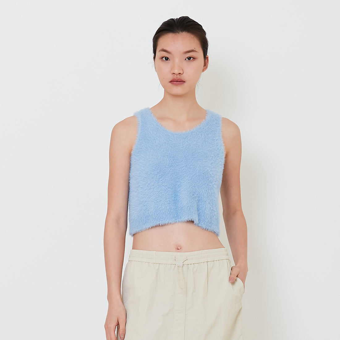 Women Fluffy Knit Tank Top - Violet - SW2502039B