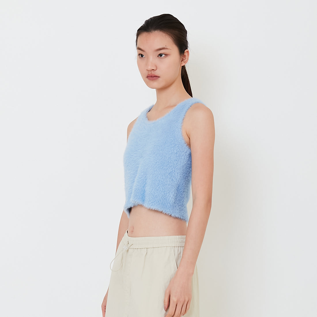 Women Fluffy Knit Tank Top - Violet - SW2502039B