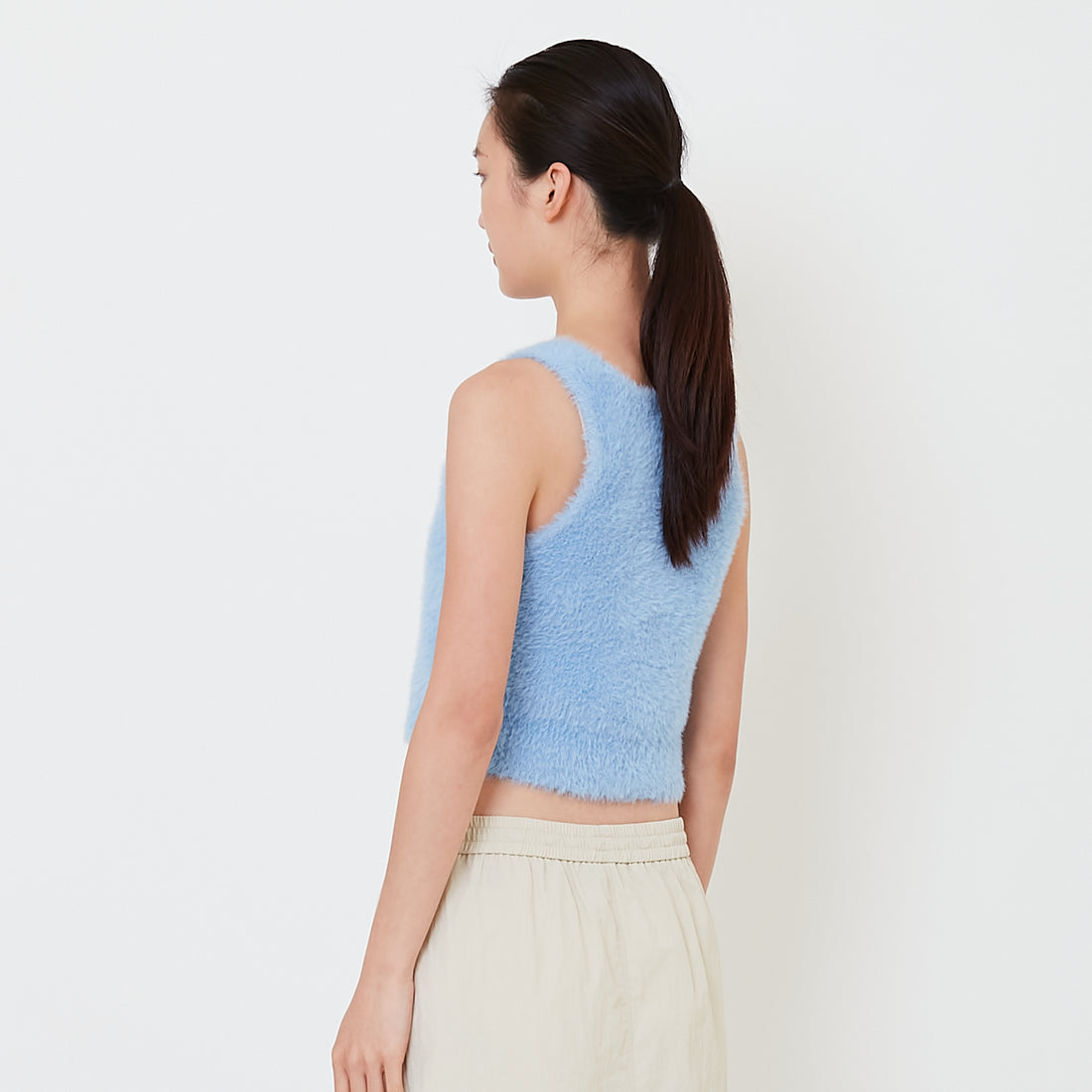 Women Fluffy Knit Tank Top - Violet - SW2502039B