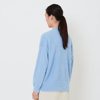 Women Fluffy Knit Cardigan - Violet - SW2502043B