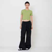 Women Cargo Wide-Leg Pants - Black - SW2502046B
