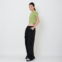 Women Cargo Wide-Leg Pants - Black - SW2502046B