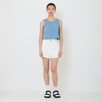 Women Denim Shorts with Belt - Off White - SW2502049A