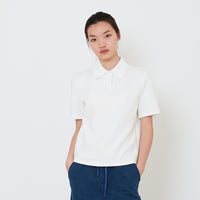 Women Neoprene Polo Top - Off White - SW2503058A
