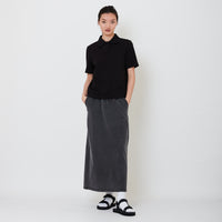 Women Stretch Midi Skirt - Black - SW2503062B