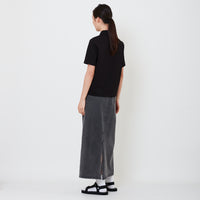 Women Stretch Midi Skirt - Black - SW2503062B