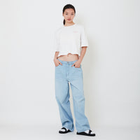 Women Elastic Waist Baggy Jeans - Light Blue - SW2503063A