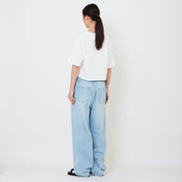 Women Elastic Waist Baggy Jeans - Light Blue - SW2503063A