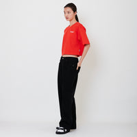 Women Elastic Waist Baggy Jeans - Black - SW2503063B