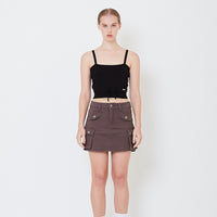 Women Strappy Knit Top - Black - SW2504075B