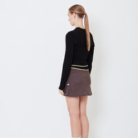 Women Knit Cardigan - Black - SW2504077B