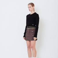 Women Knit Cardigan - Black - SW2504077B