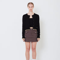 Women Knit Cardigan - Black - SW2504077B