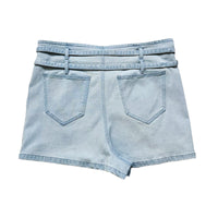 Women Denim Skort With Belt - Light Blue - SW2504081A