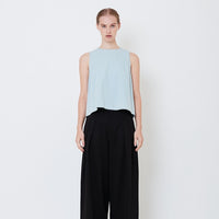Women Sleeveless Crew Neck Blouse - Light Blue - SW2504083A