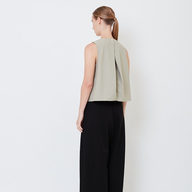 Women Sleeveless Crew Neck Blouse - Dusty Green - SW2504083B