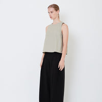 Women Sleeveless Crew Neck Blouse - Dusty Green - SW2504083B