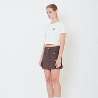 Women Graphic Cropped Top - Off White - SW2505089A
