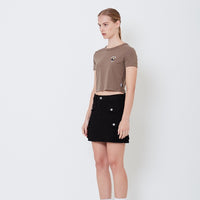 Women Graphic Cropped Top - Brown - SW2505089D