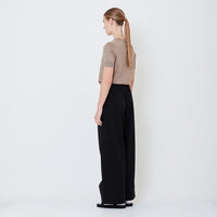 Women Elastic Waist Long Pants - Black - SW2505101B