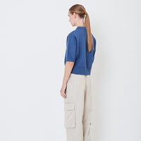 Women Polo Knit Top - Dusty Blue - SW2506108C