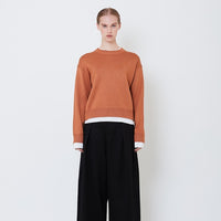 Women Contrast Sweater - Camel - SW2506109A
