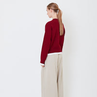 Women Contrast Sweater - Maroon - SW2506109B