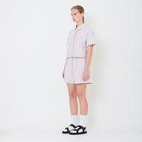 Women Elastic Waist Shorts - Dusty Purple - SW2506111A