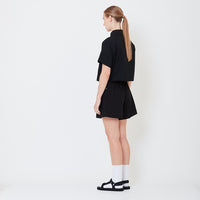 Women Elastic Waist Shorts - Black - SW2506111B