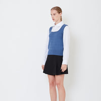 Women 2 in 1 Knit Blouse - Dusty Blue - SW2506113B