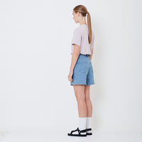 Women High Waist Bermuda Shorts - Light Blue - SW2506119A