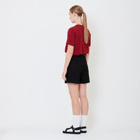 Women High Waist Bermuda Shorts - Black - SW2506119C
