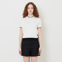 Women Contrast Knit Top - Off White - SW2508125A