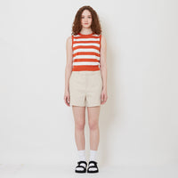 Women Stretch Cotton Shorts - Light Khaki - SW2508127A