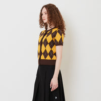 Women Argyle Top - Yellow - SW2508132A
