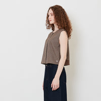 Women Houndstooth Cropped Vest - Brown - SW2508133A