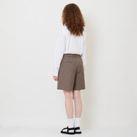 Women Houndstooth Tailored Shorts - Brown - SW2508134A