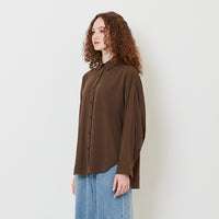 Women Oversized Shirt - Brown - SW2508239B