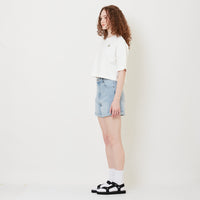 Women Stretch Denim Shorts - Light Blue - SW2509148B