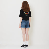 Women Stretch Denim Shorts - Blue - SW2509148C