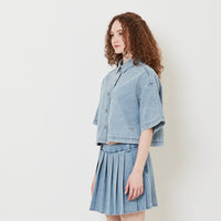 Women Denim Cropped Shirt - Light Blue - SW2509149A