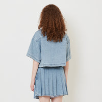Women Denim Cropped Shirt - Light Blue - SW2509149A